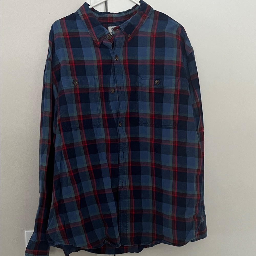 Duluth Trading Co Blue and Red Checkered Shirt